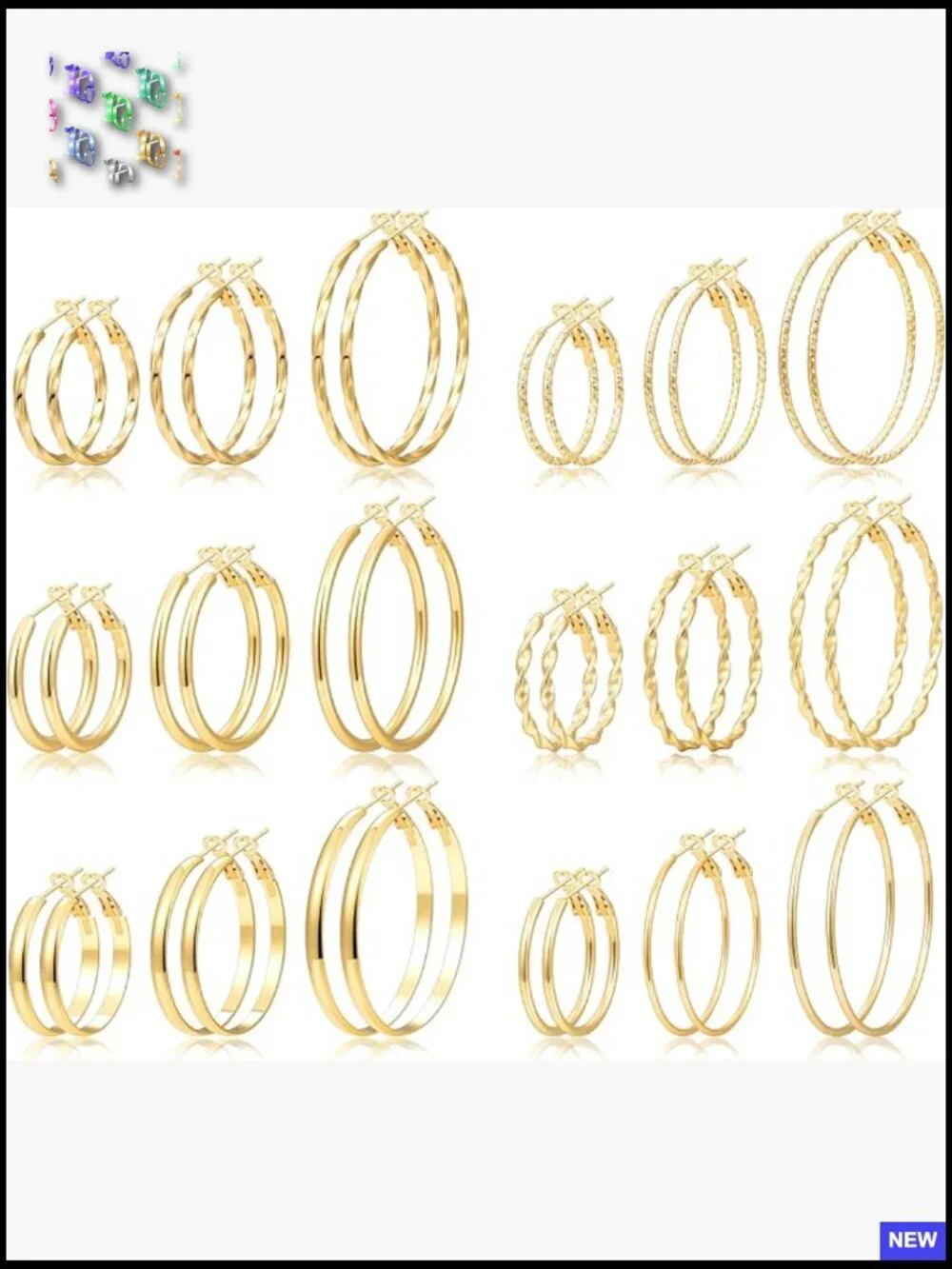 54 Pairs Gold Hoop Earrings Set Multipack Boho Stud Hoop Earring Pack Assorted